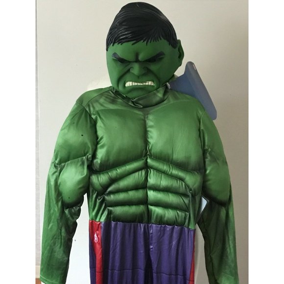 New Disney Store Marvel Incredible Halloween Costume W/Mask & Sounds Sz 13 - Picture 1 of 12